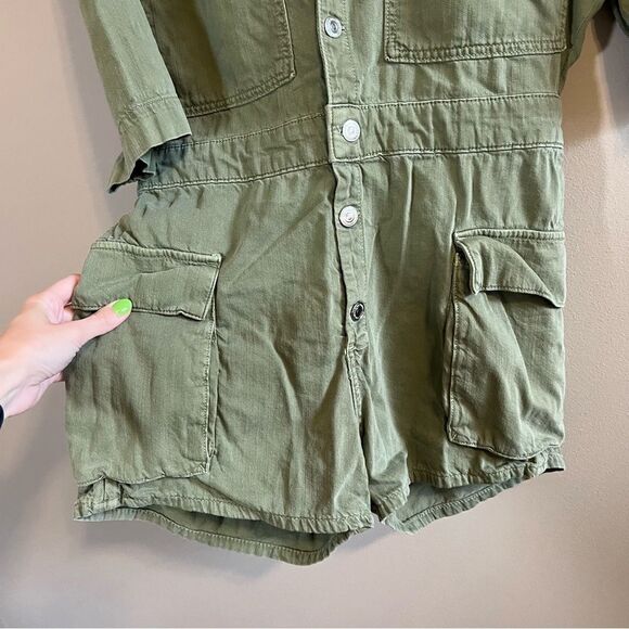 ✨ Zara Safari Utility Playsuit Romper Olive Green XS - Picture 6 of 10